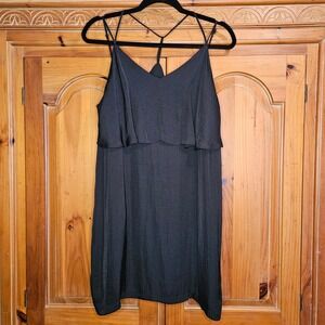 Black Naked Zebra V Neck Mini Slip Dress Size Medium Little Black Dress‎